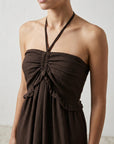 Détail bustier froncé chocolat