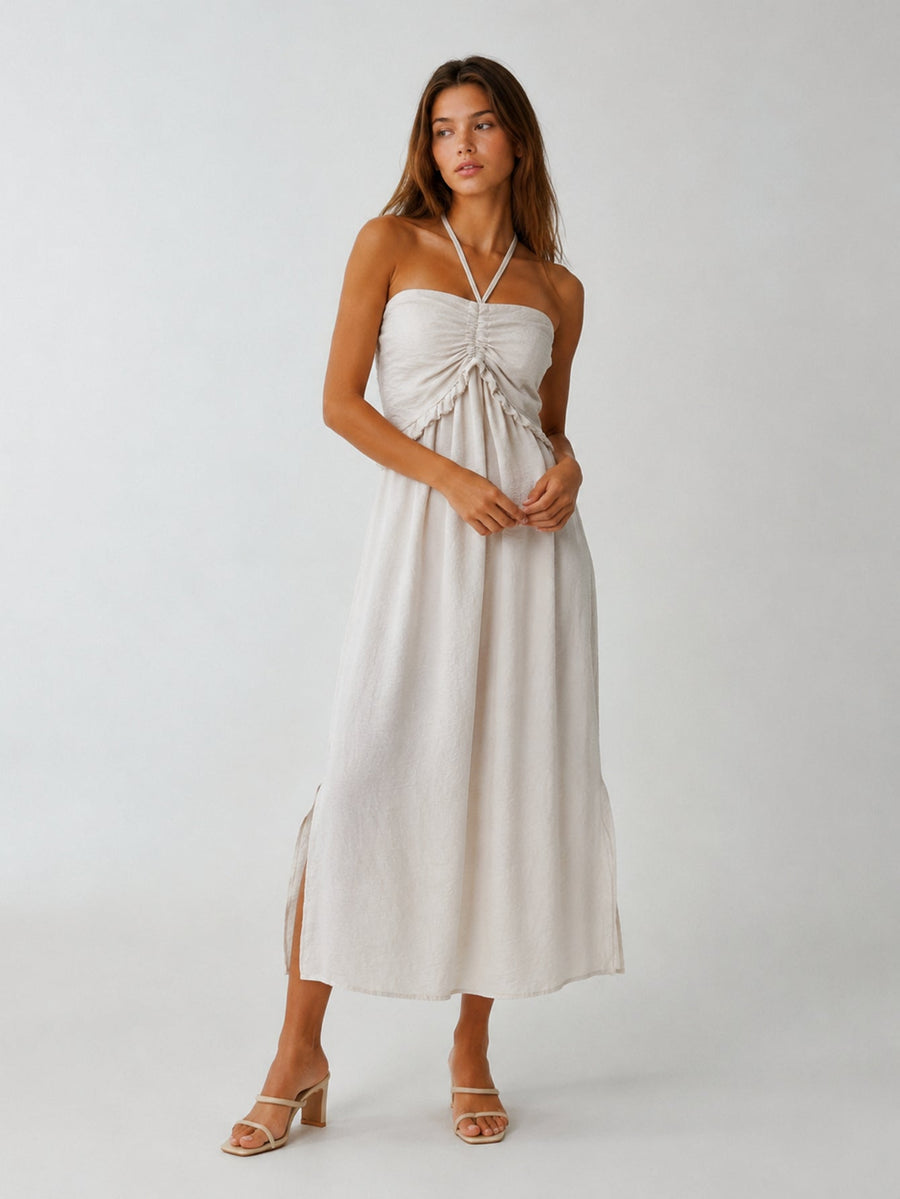 Robe halter midi beige