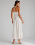 Robe halter dos smocké beige