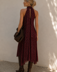 Robe halter à pois bordeaux vue dos