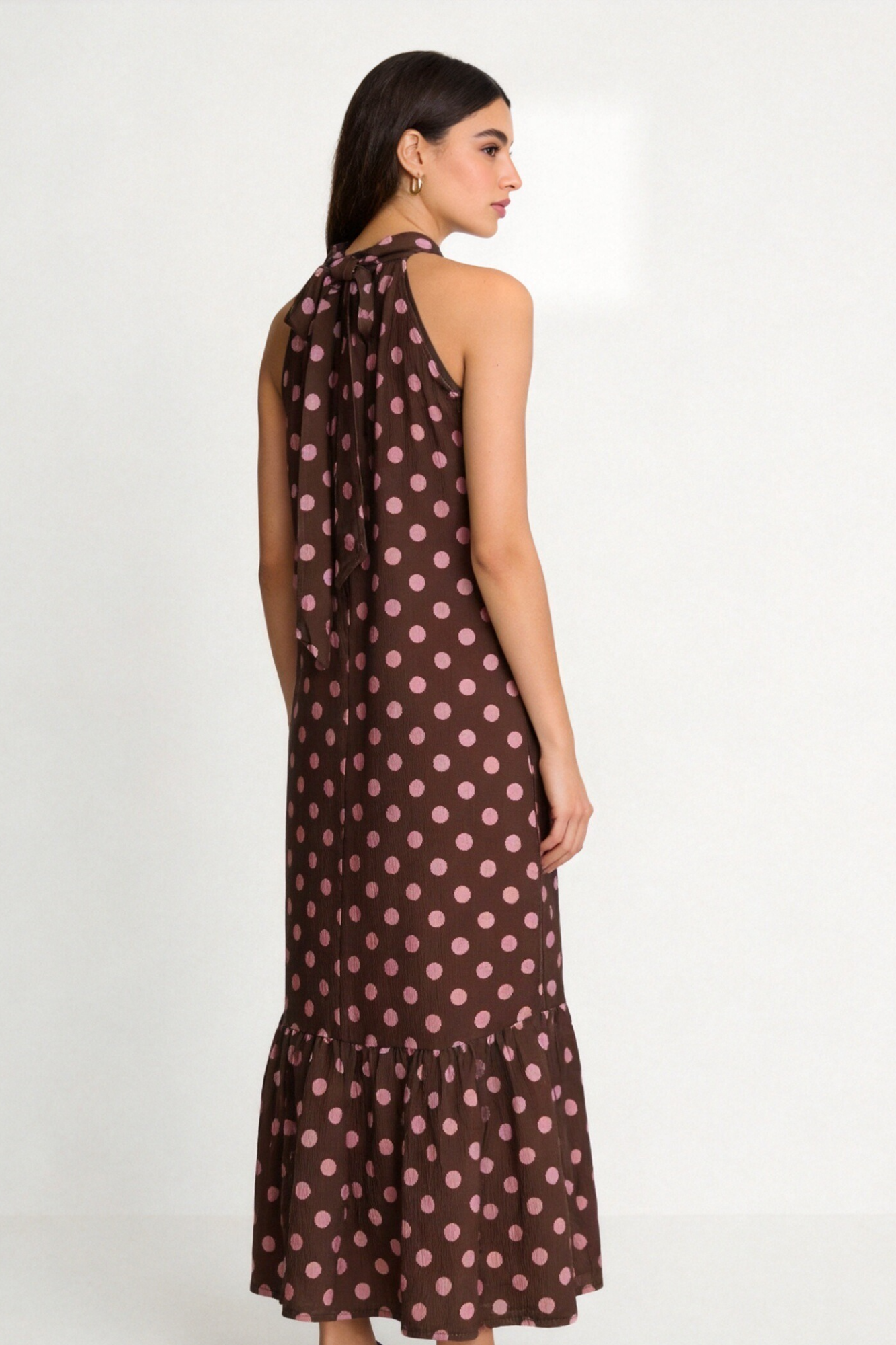 robe halter midi a pois volantee image 2