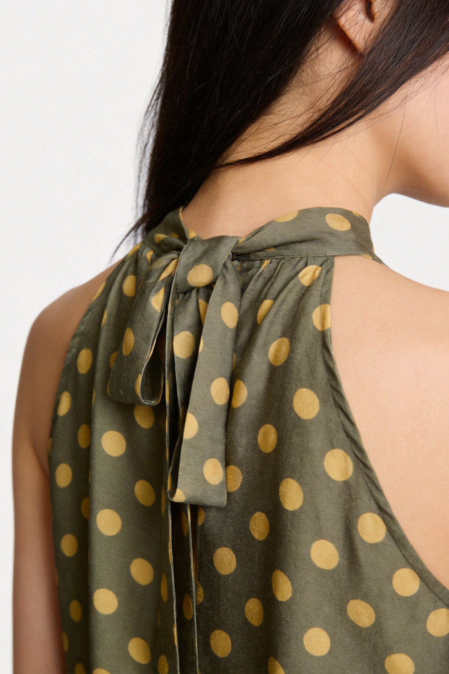 robe halter midi a pois volantee image 7