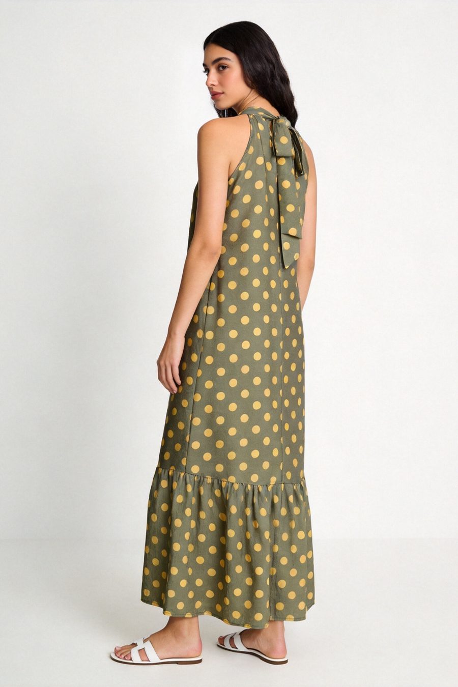 robe halter midi a pois volantee image 8
