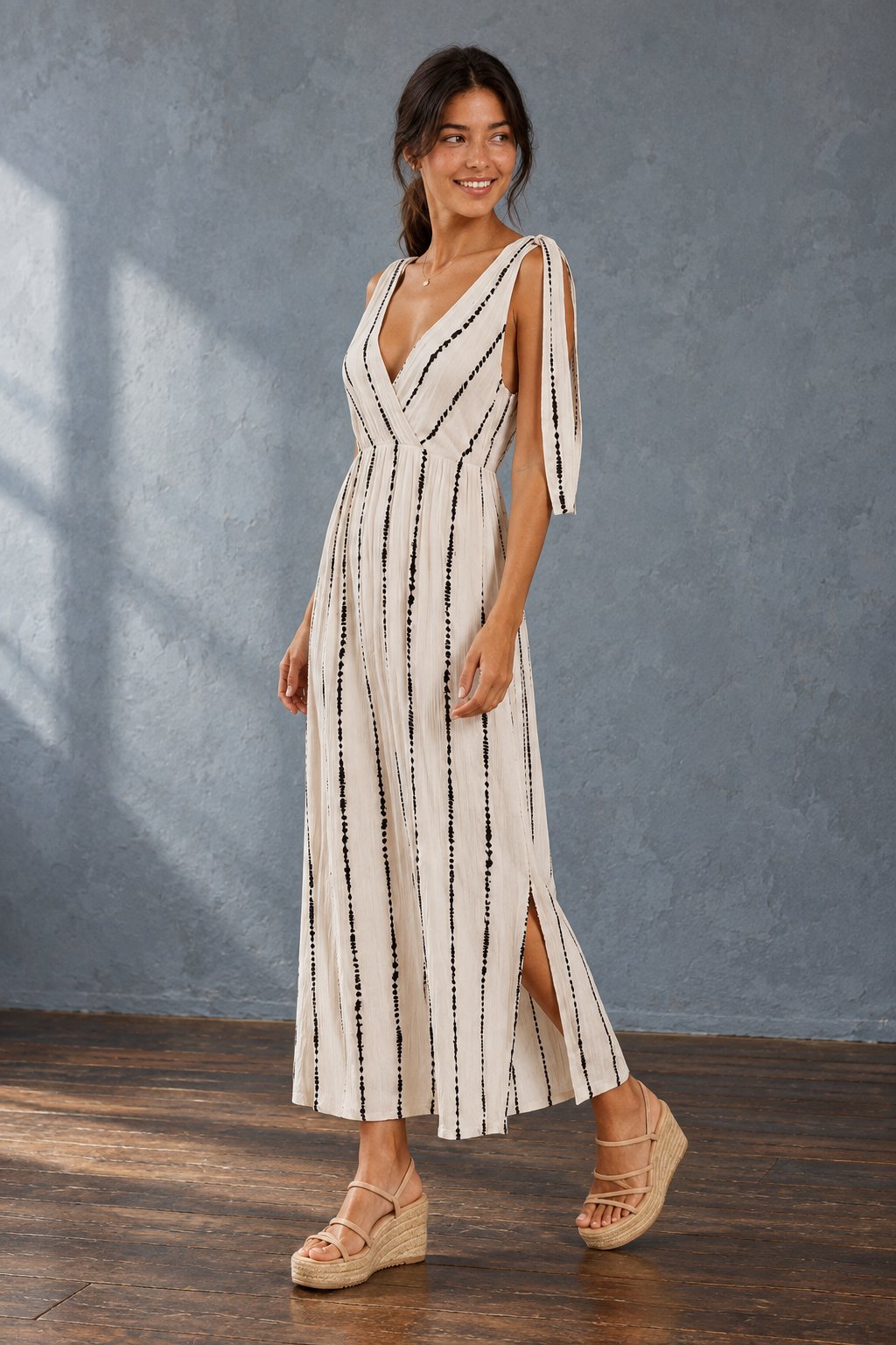 robe longue tie dye cache coeur beige