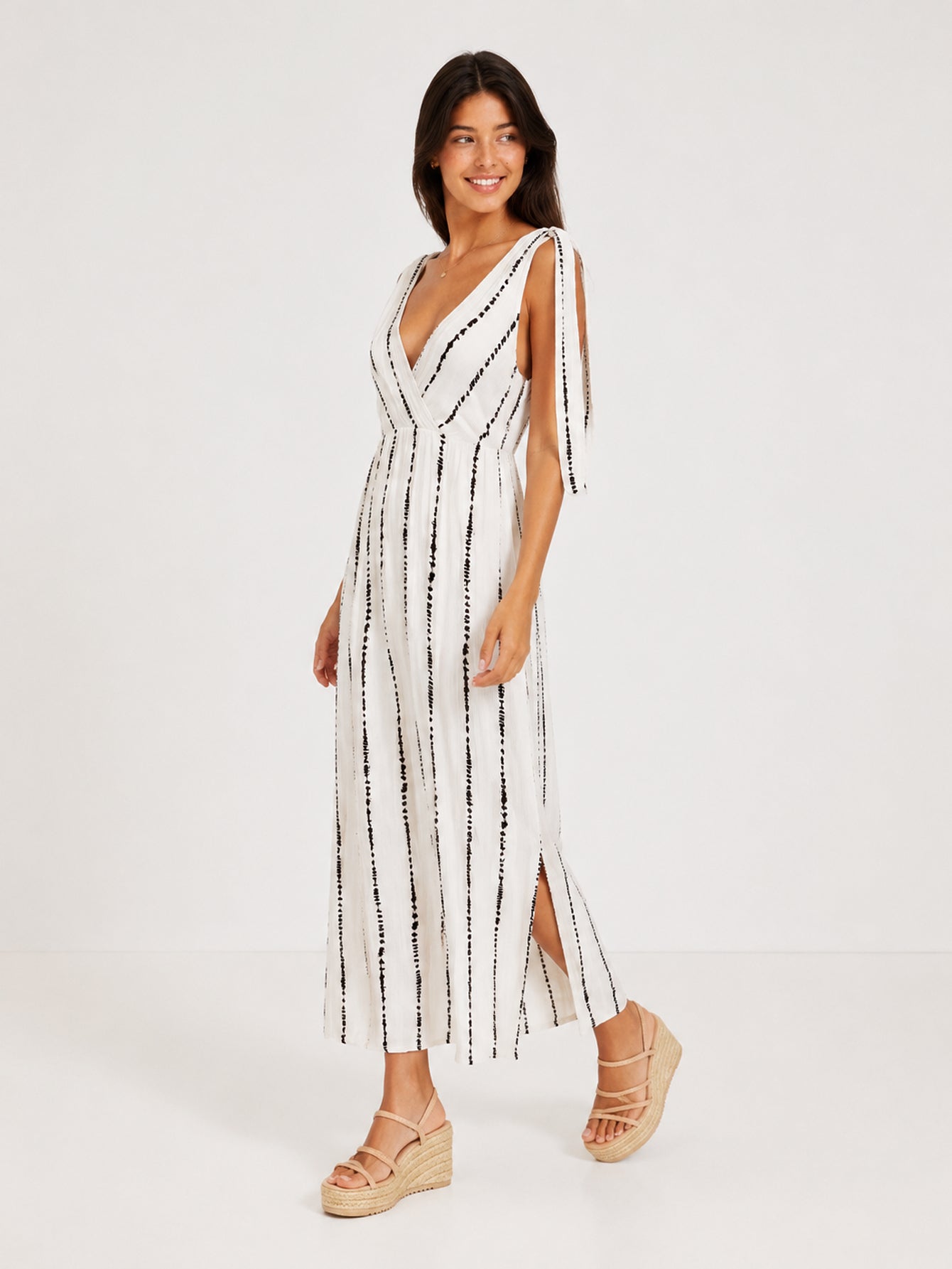 robe longue tie dye cache coeur beige