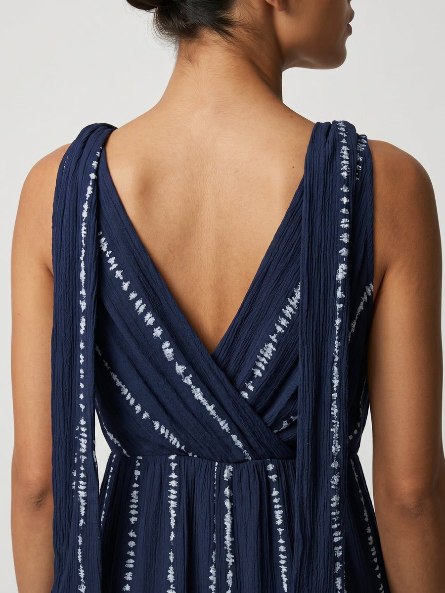 robe dos cache coeur détail bleu marine
