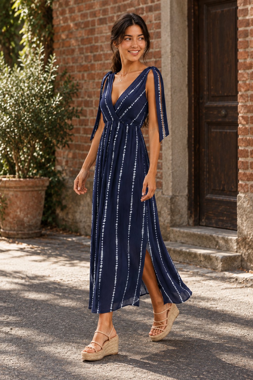 robe longue tie dye bleu marine