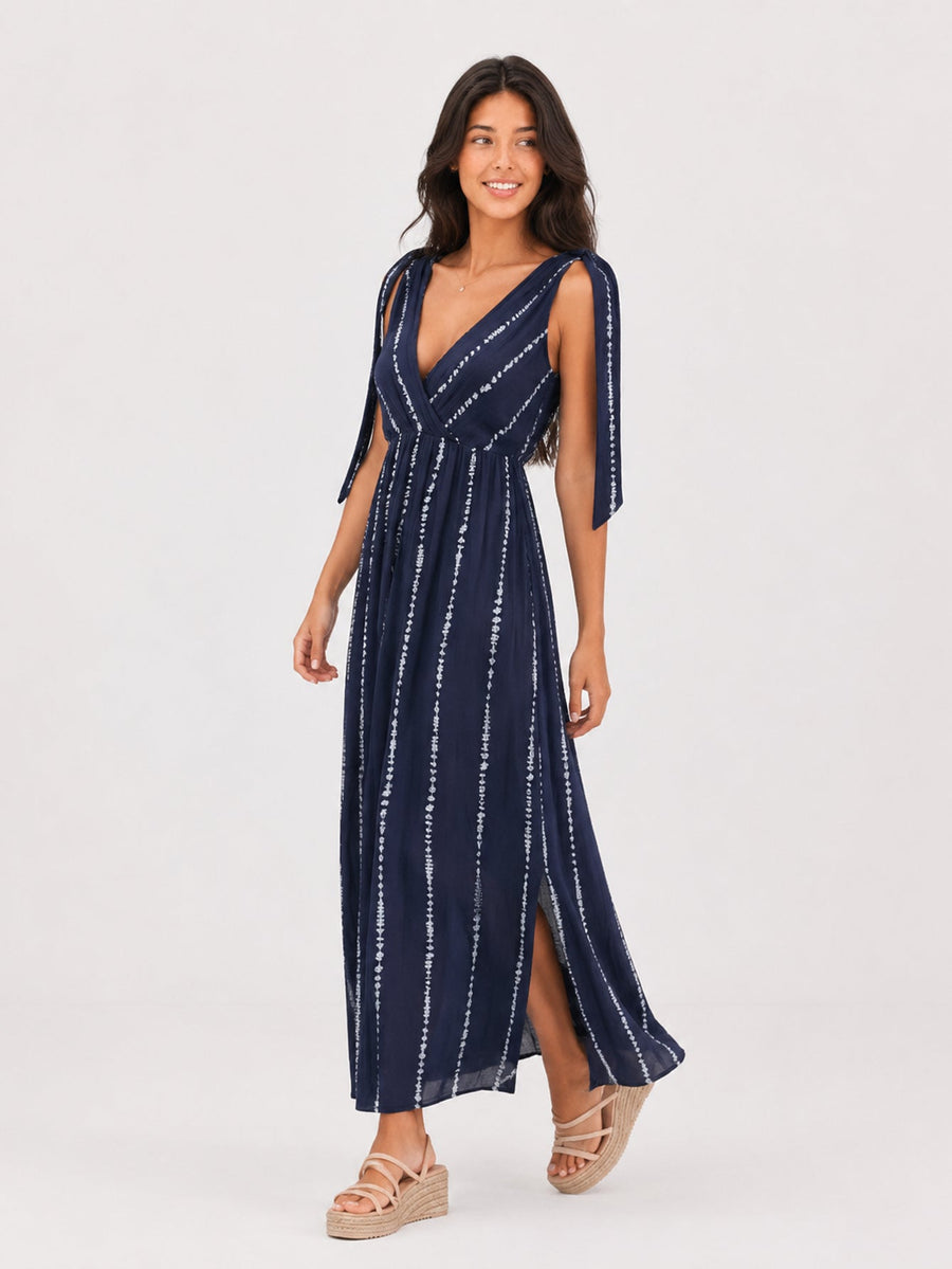 robe longue tie dye bleu marine