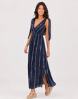 robe longue tie dye bleu marine