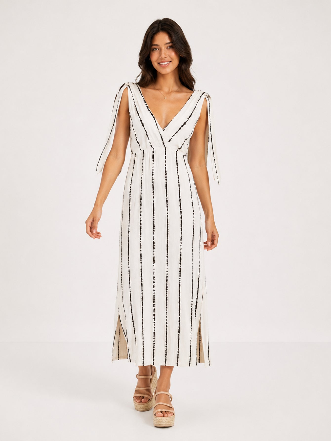 robe longue tie dye vue face beige