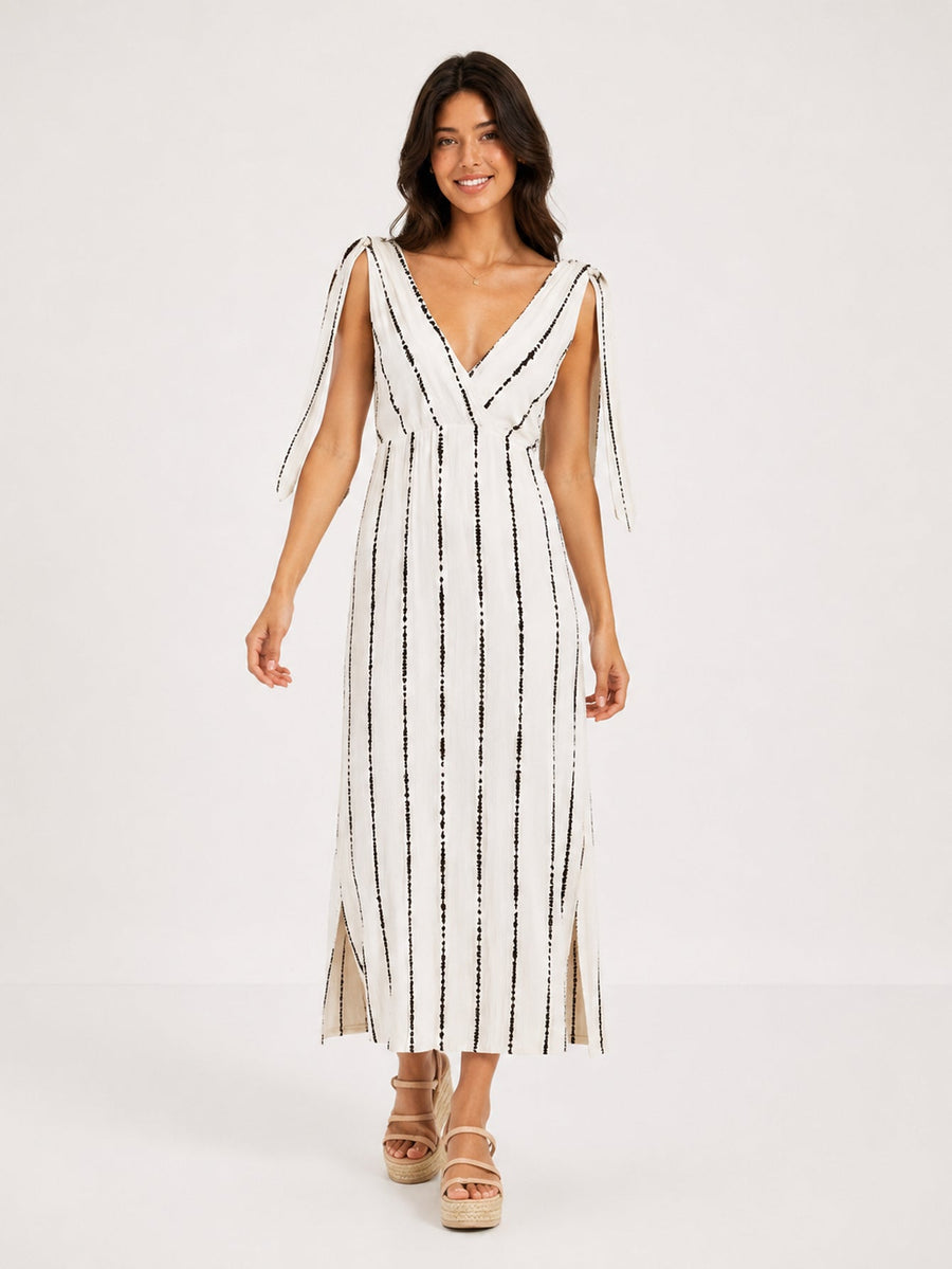 robe longue tie dye vue face beige