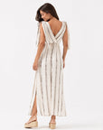 robe longue tie dye dos en V beige