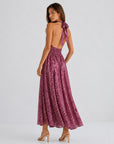 Robe longue rose poudré dos nu