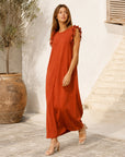robe en jersey de coton a volants aux epaules image 10