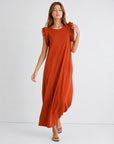 robe en jersey de coton a volants aux epaules image 11