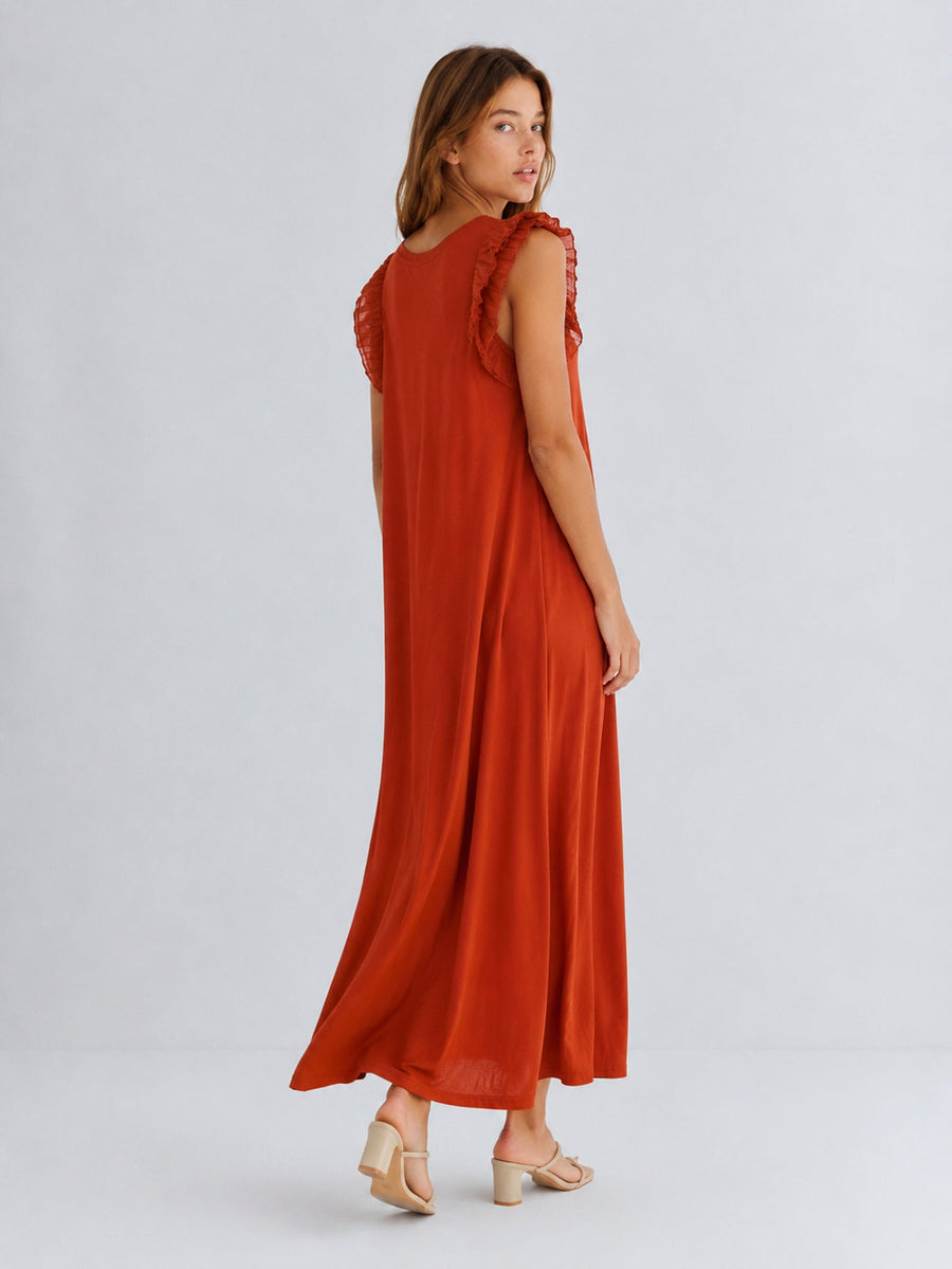 robe en jersey de coton a volants aux epaules image 13