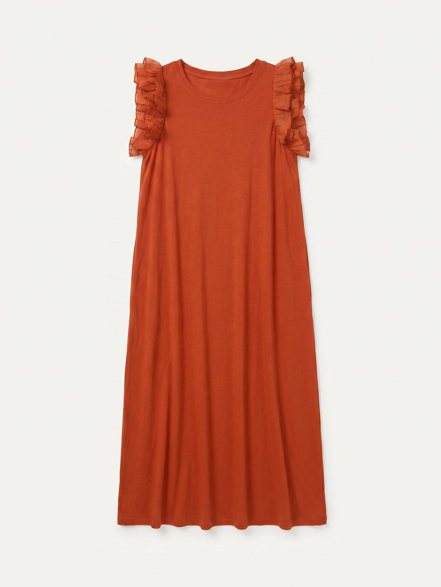robe en jersey de coton a volants aux epaules image 15