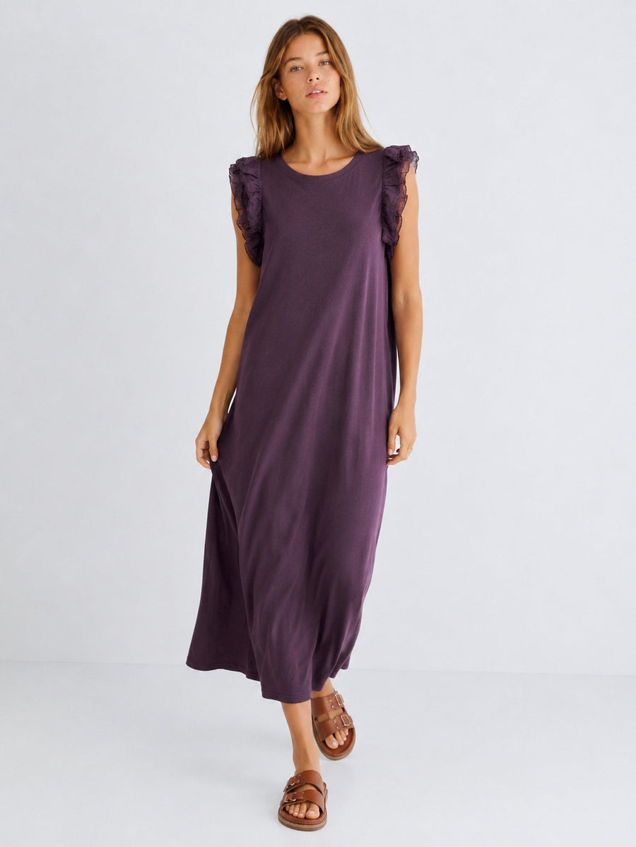 robe en jersey de coton a volants aux epaules image 2