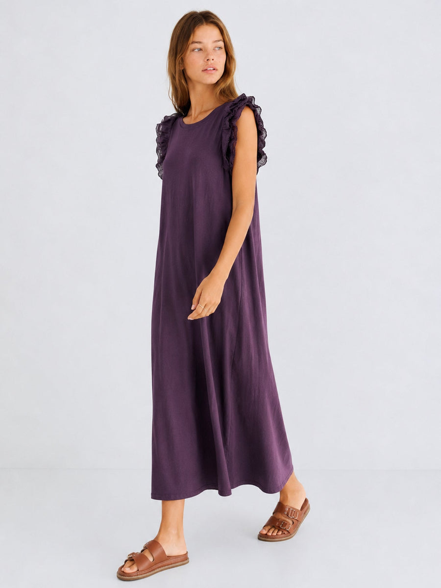 robe en jersey de coton a volants aux epaules image 3