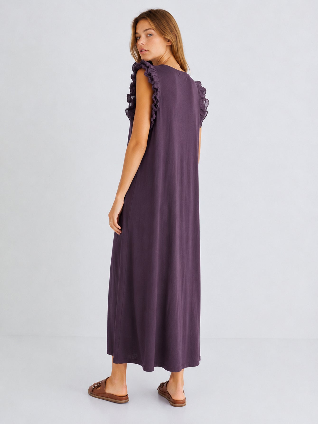 robe en jersey de coton a volants aux epaules image 4