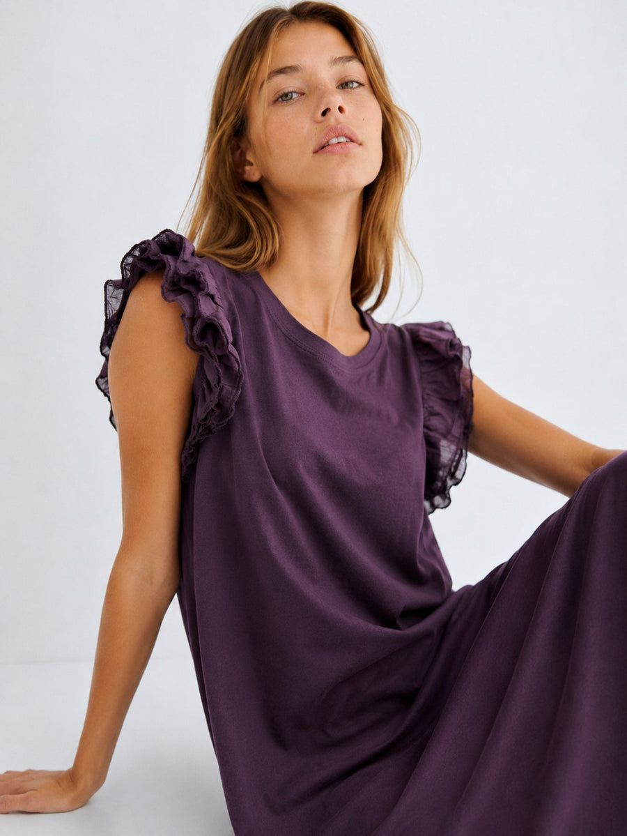 robe en jersey de coton a volants aux epaules image 5