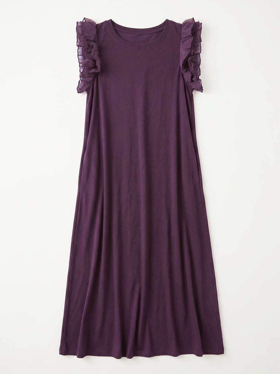 robe en jersey de coton a volants aux epaules image 7