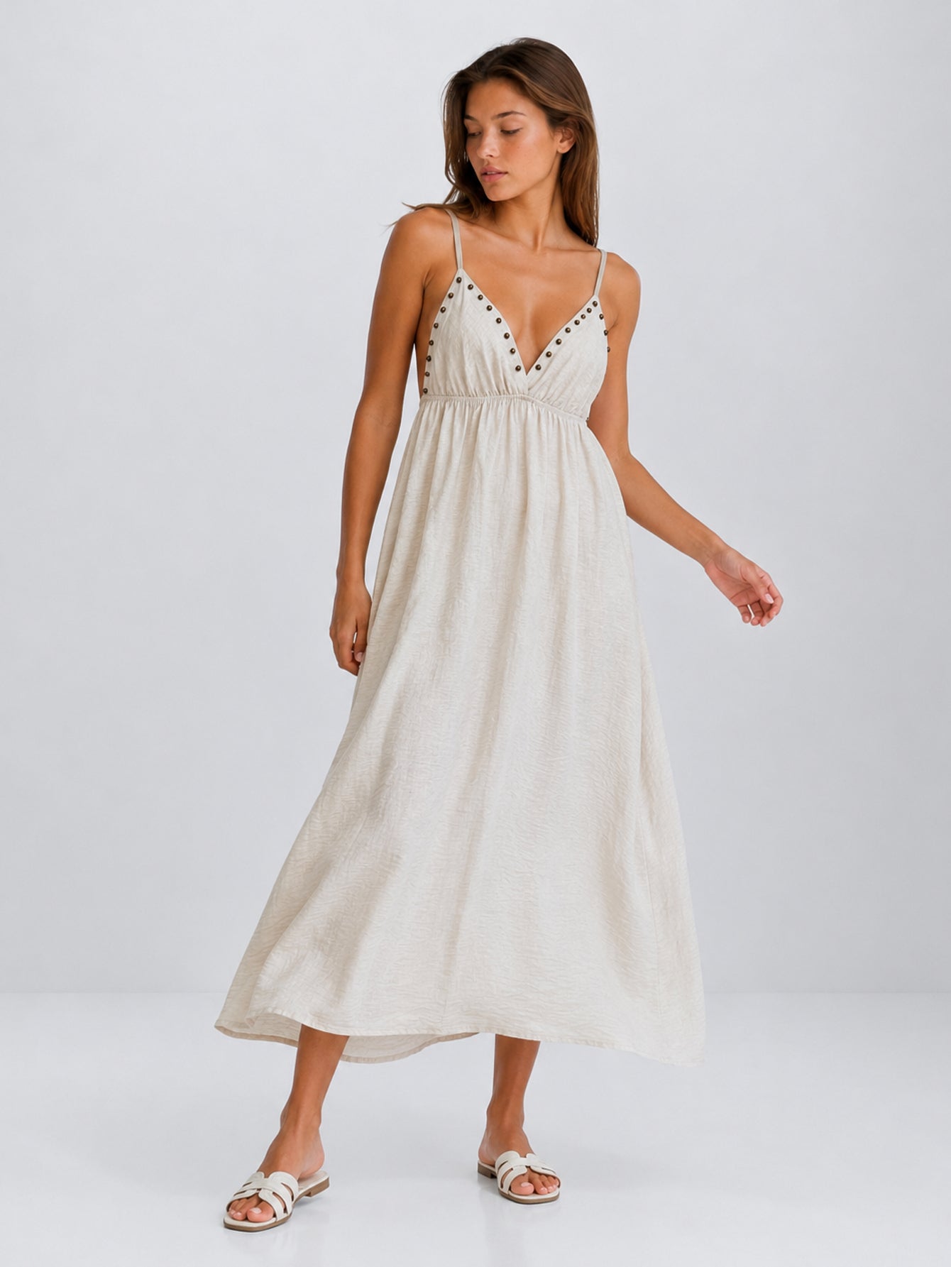 robe maxi fluide beige
