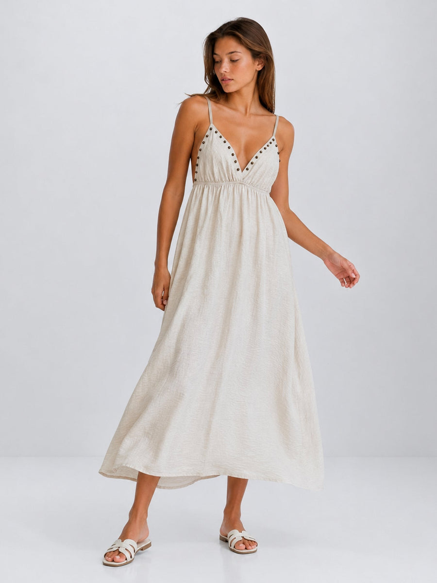 robe maxi fluide beige