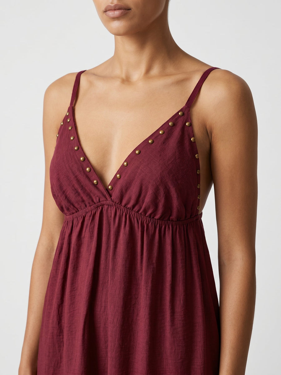 Dos échancré robe bordeaux