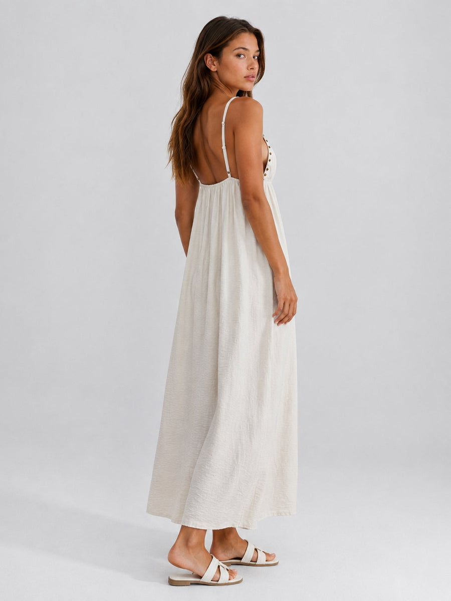 Dos nu robe longue beige