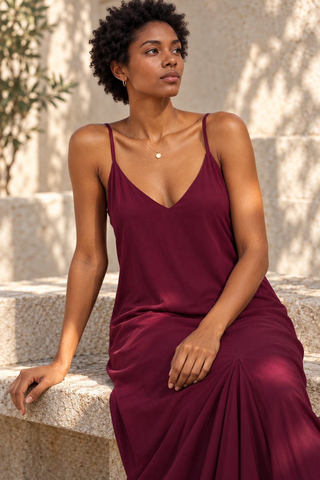 Robe longue fluide à bretelles fines