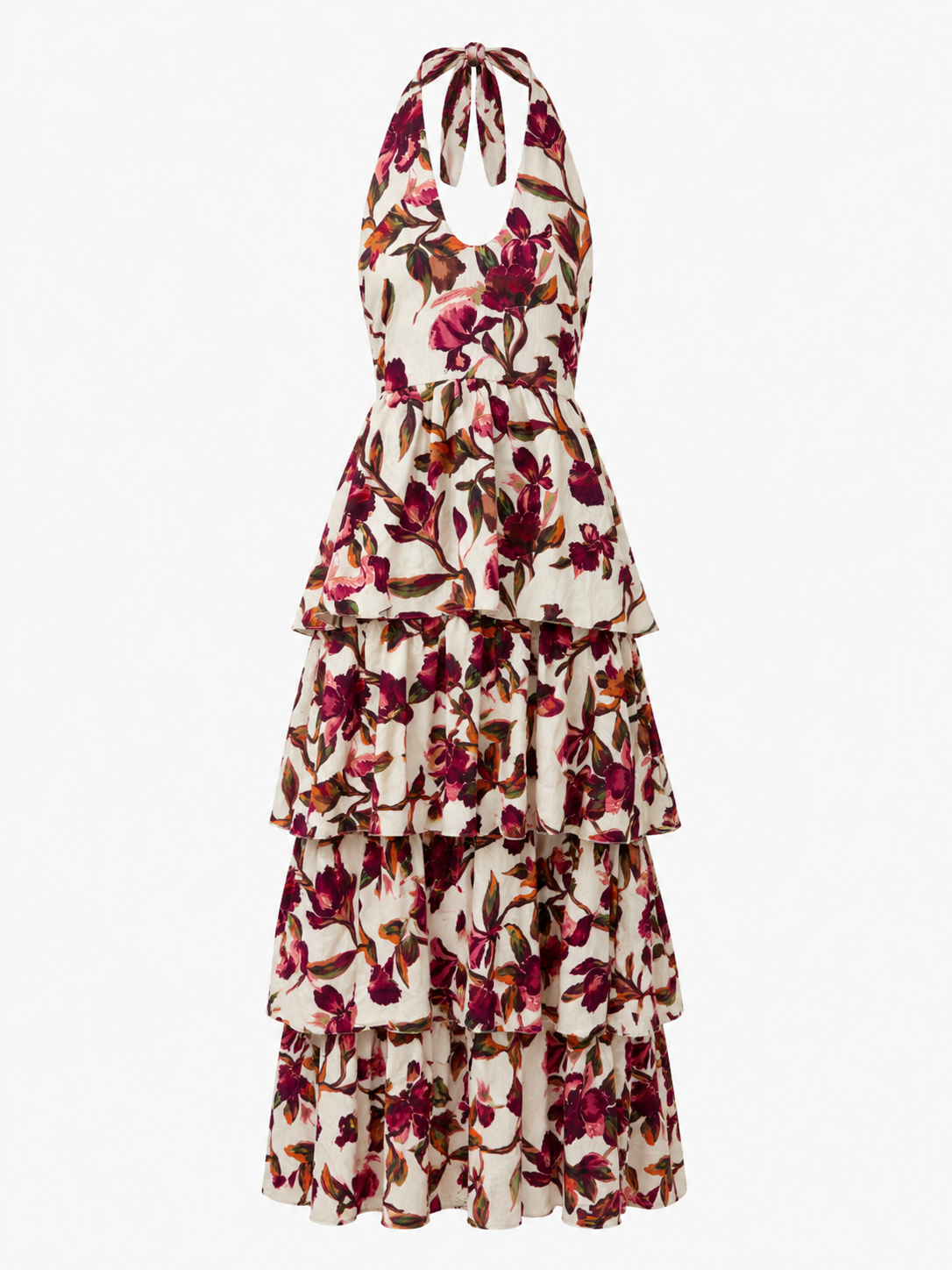 robe longue licol fleurie a volants image 1