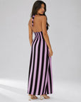 Robe longue rayée rose détail du buste