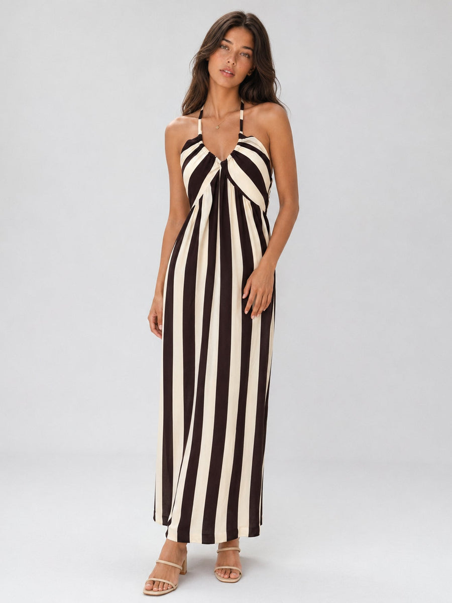 Robe longue rayée vue de face