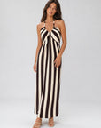 Robe longue rayée vue de face