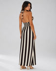 Robe longue rayée dos smocké