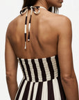 Robe longue rayée dos nu
