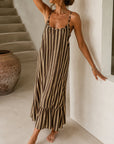 robe maxi rayée chocolat
