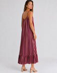 robe maxi rayée bordeaux