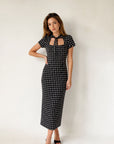 Robe midi à pois col carré