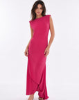 Robe midi asymétrique fuchsia