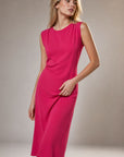 Robe midi asymétrique fuchsia