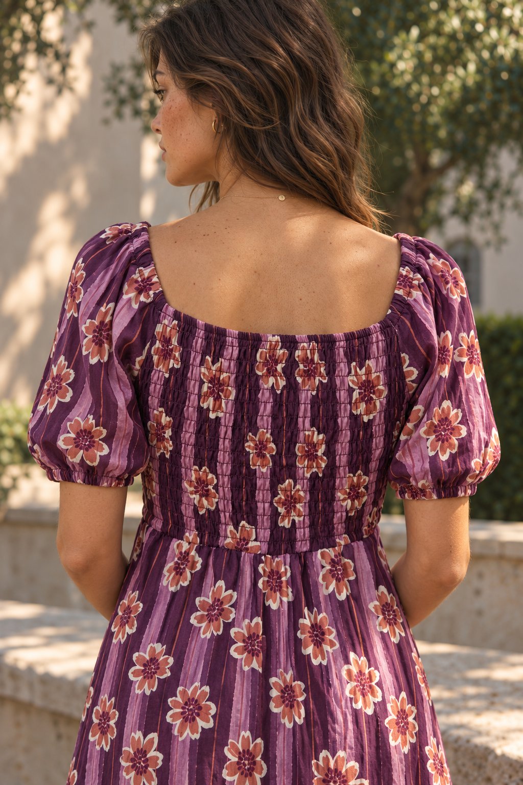 robe violette détail dos smocké