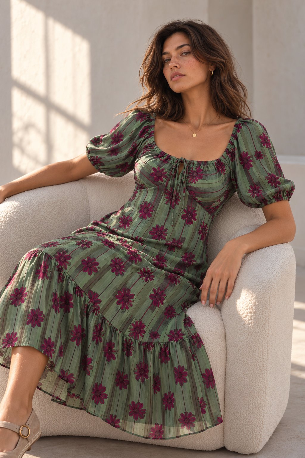 robe midi verte détail corsage