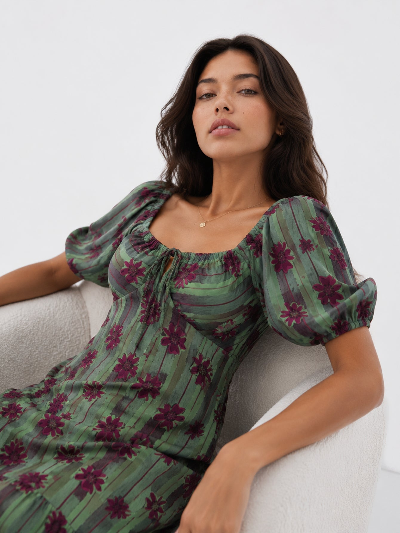 robe midi verte détail corsage