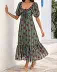 robe midi verte à volant