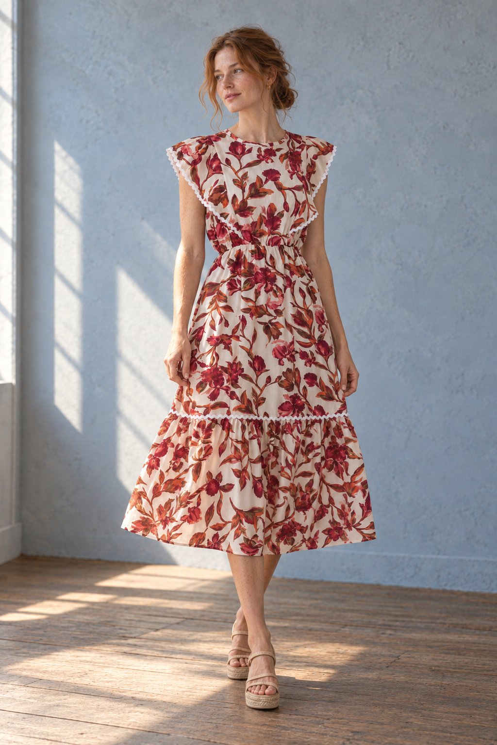 Robe midi beige face
