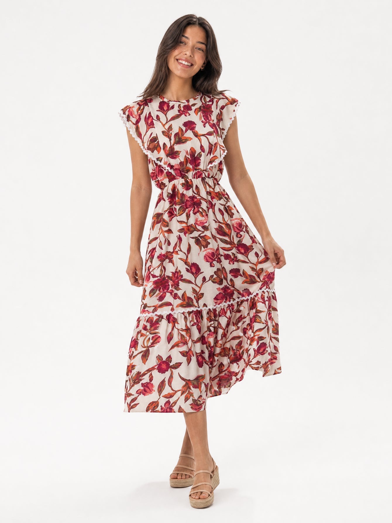 Robe midi beige face