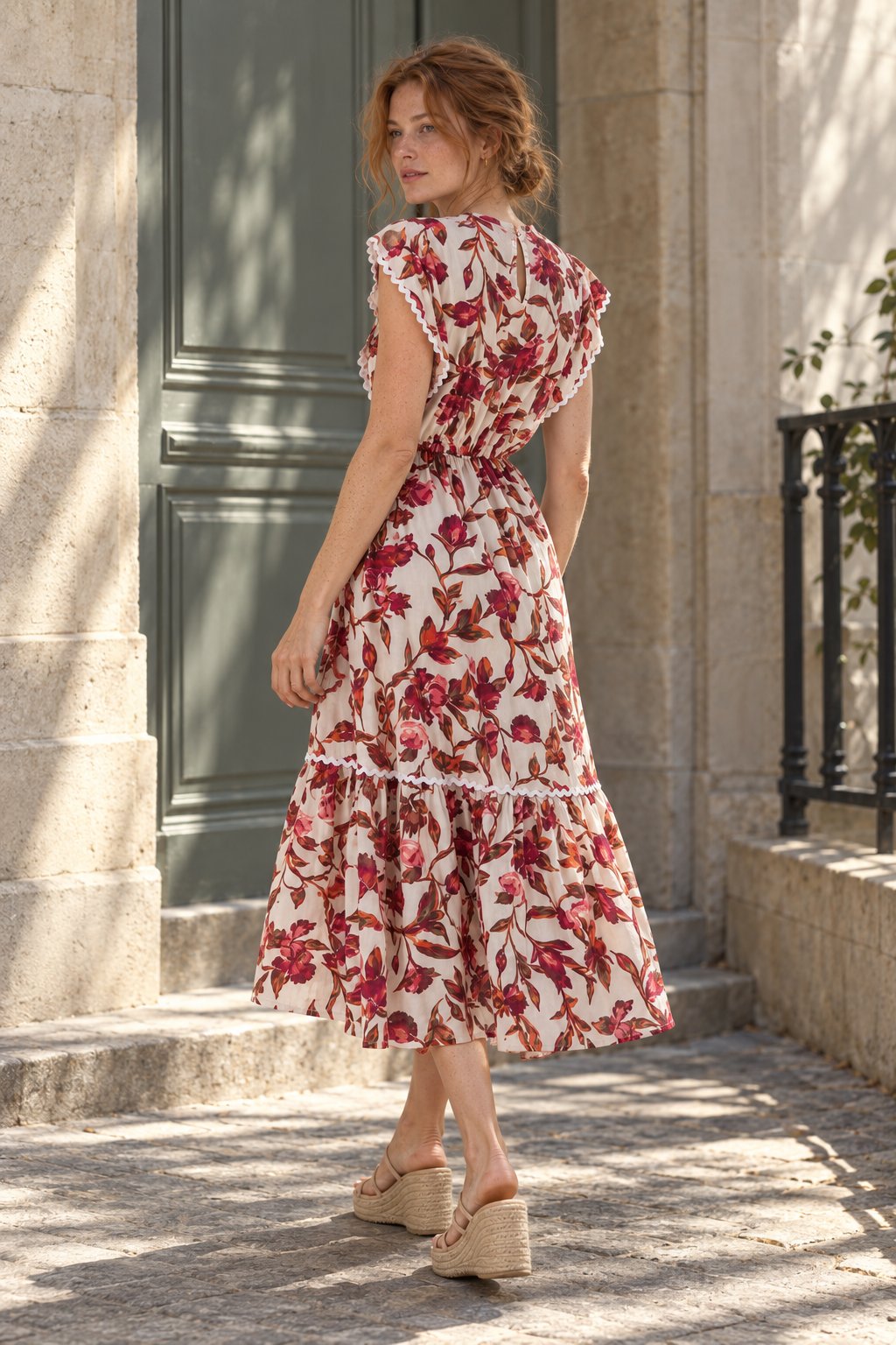 Robe midi beige dos