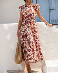 Robe midi beige en mouvement